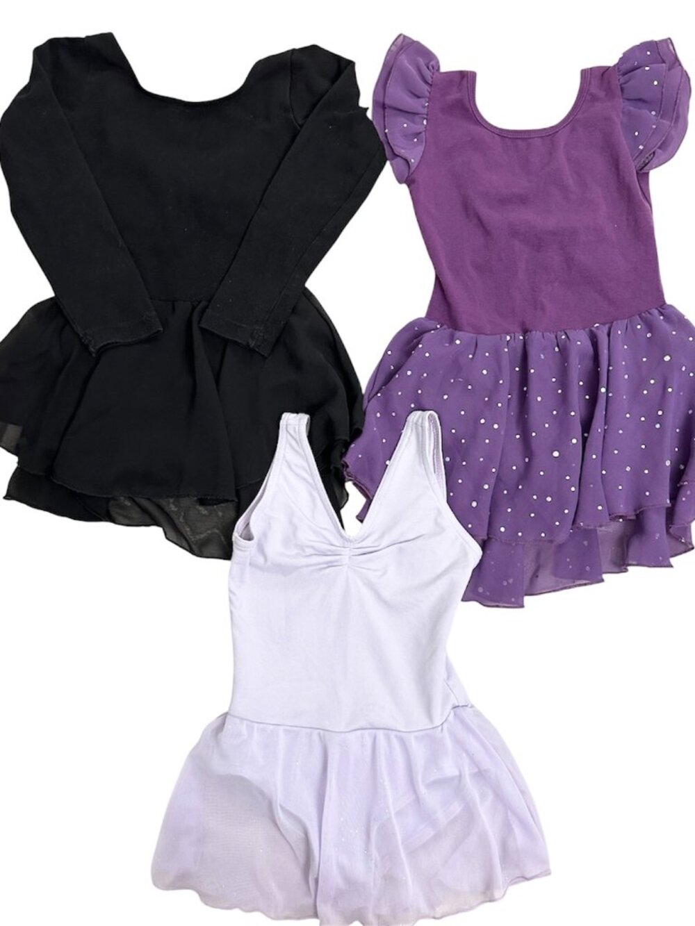 Bundle of 3 Girls Ballet Skirted Leotards Mix Brand Size 120 & Size T Pre-owned